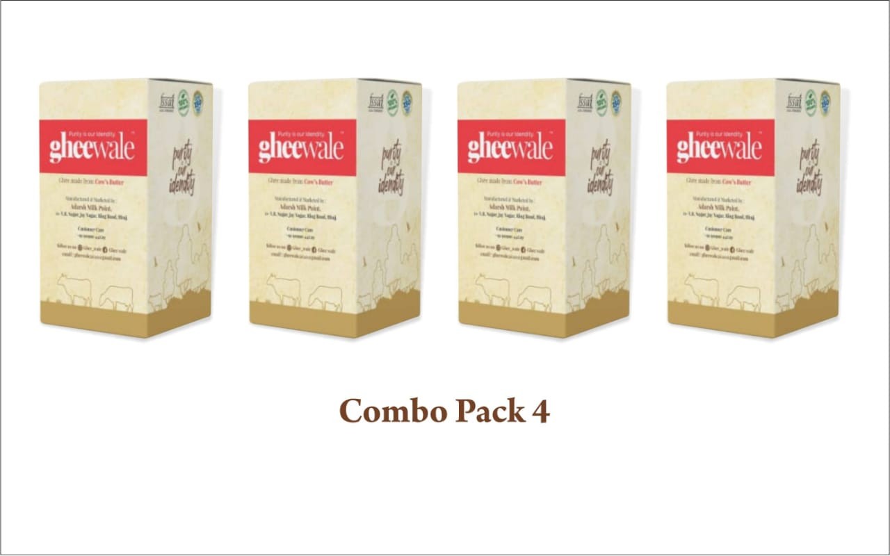 GHEEWALE PURE DESI (A2) BILONA COW GHEE 1000ML (COMBO PACK OF 4)