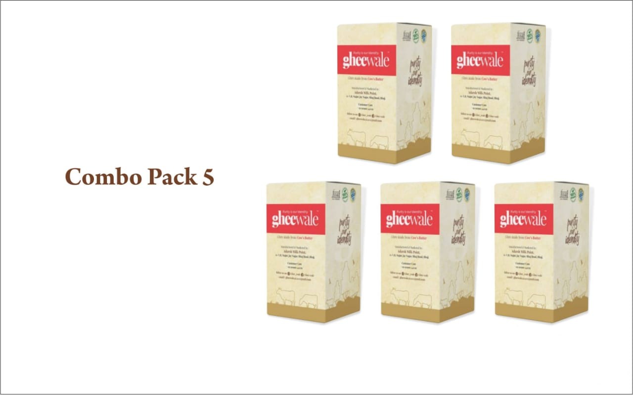 GHEEWALE PURE DESI (A2) BILONA COW GHEE 1000ML (COMBO PACK OF 5)