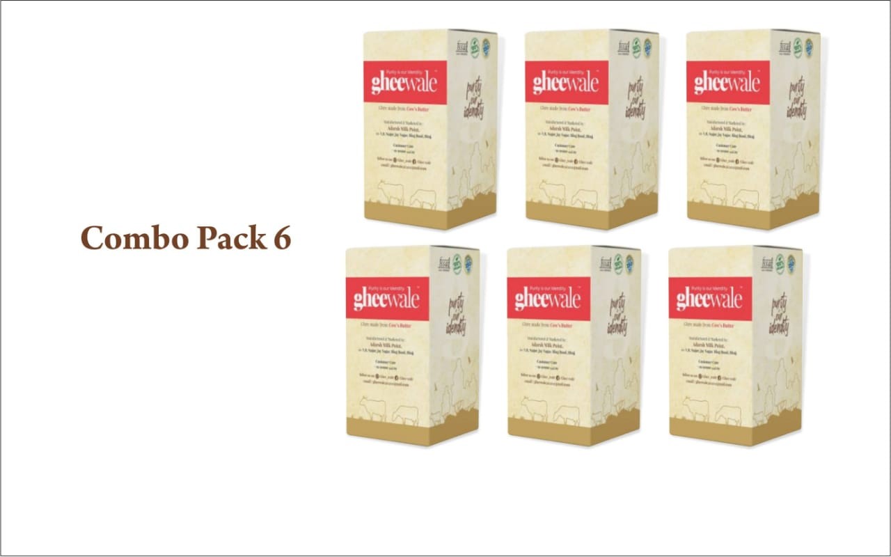 GHEEWALE PURE DESI (A2) BILONA COW GHEE 1000ML (COMBO PACK OF 6)