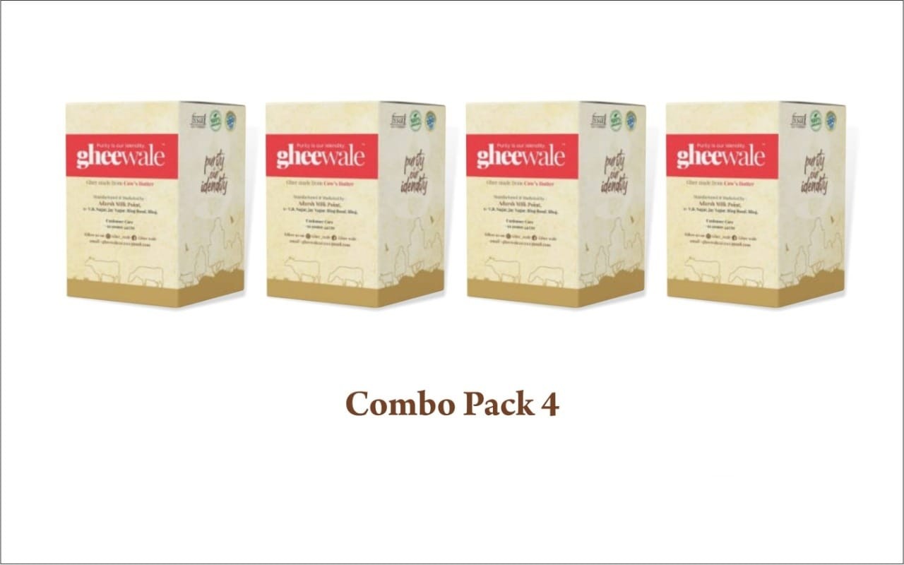 GHEEWALE PURE DESI (A2) BILONA COW GHEE 500ML (COMBO PACK OF 4)