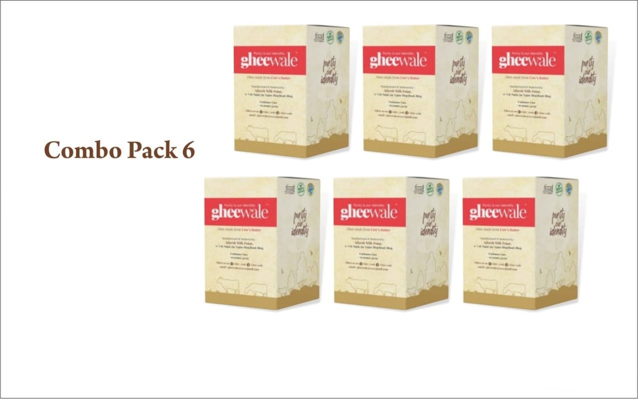  GHEEWALE PURE DESI (A2) BILONA COW GHEE 500ML (COMBO PACK OF 6)